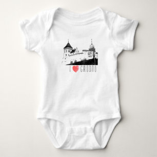I Love Grodno Belarus Architecture Sketch Castle Baby Bodysuit