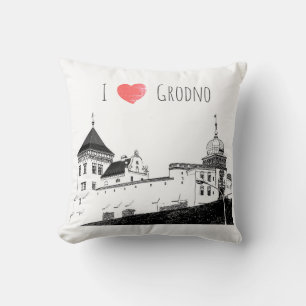 I Love Grodno Belarus Architecture Sketch Castle Throw Pillow