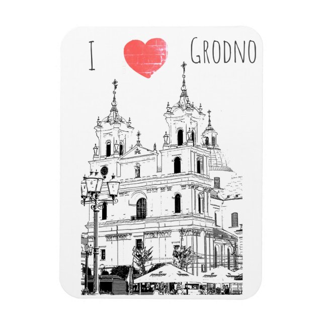 I Love Grodno Belarus Architecture Sketch Magnet (Vertical)