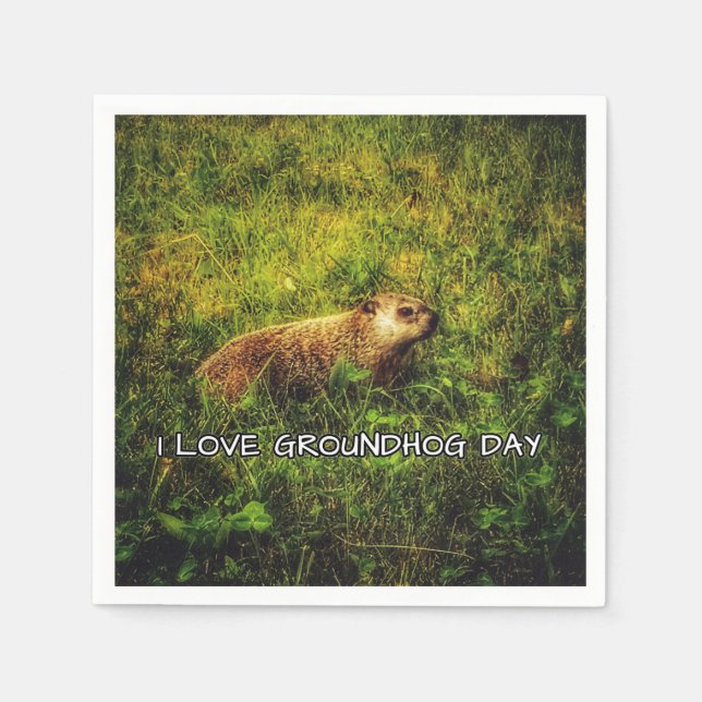I love Groundhog Day napkins (Front)