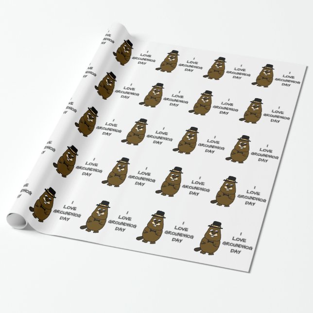 I love Groundhog Day Wrapping Paper (Unrolled)