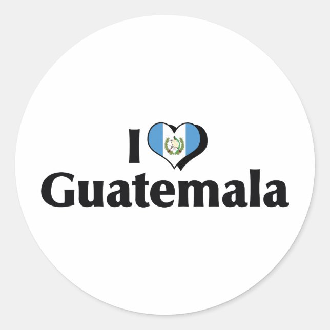 I Love Guatemala Flag Classic Round Sticker (Front)