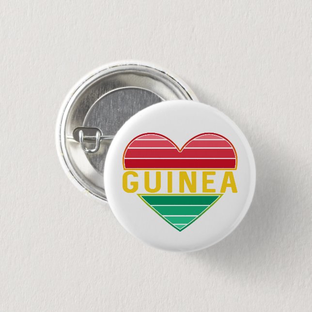 I Love Guinea, Guinean Heart 1 Inch Round Button (Front & Back)
