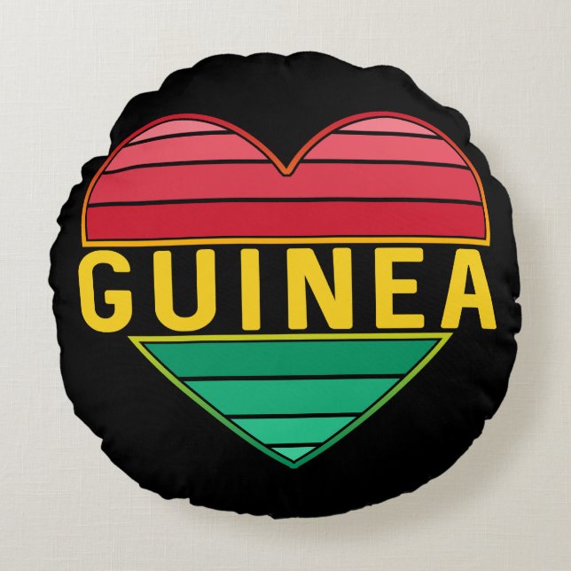 I Love Guinea, Guinean Heart Round Pillow (Front)