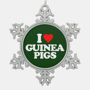 I LOVE GUINEA PIGS SNOWFLAKE PEWTER CHRISTMAS ORNAMENT