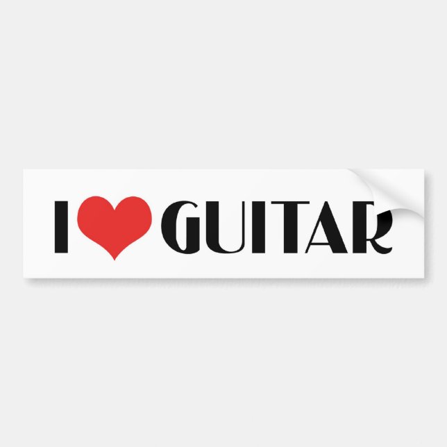 I Love Guitar Bumper Sticker (Front)