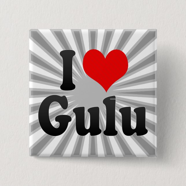 I Love Gulu, Uganda 2 Inch Square Button (Front)