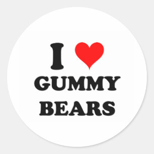 I Love Gummy Bears Classic Round Sticker