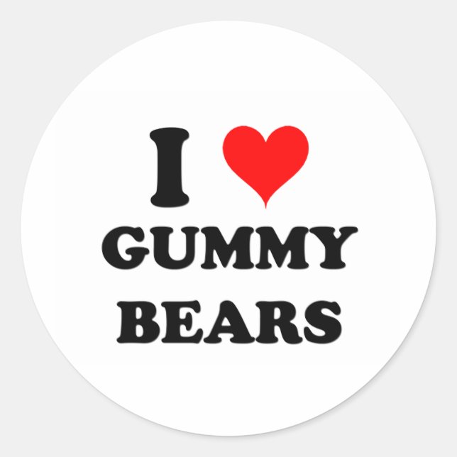 I Love Gummy Bears Classic Round Sticker (Front)