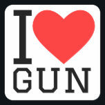 I love gun square sticker<br><div class="desc">I love gun ,  for pistol lovers</div>