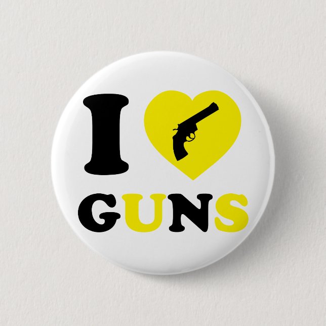 I Love Guns 2 Inch Round Button (Front)