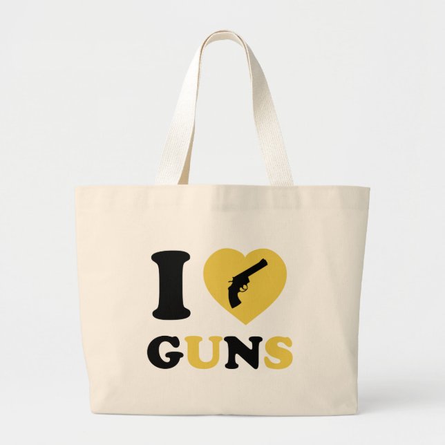 I Love Guns Large Tote Bag (Front)