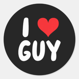I Love Guy - Heart - Name Classic Round Sticker