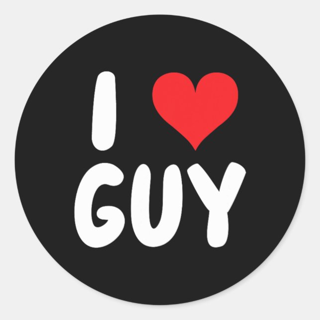 I Love Guy - Heart - Name  Classic Round Sticker (Front)