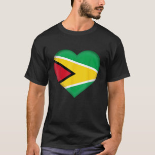 I Love Guyana Guyanese Flag Heart Outfit T-Shirt