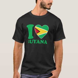 I Love Guyana Heart Flag Quote T-Shirt