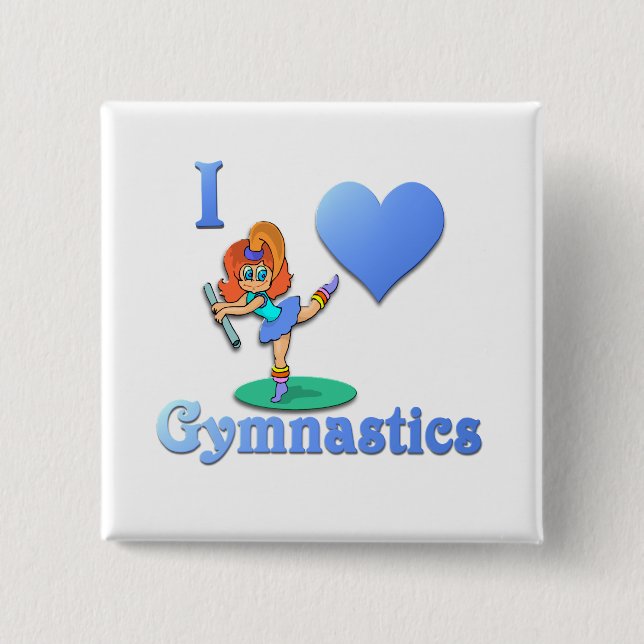 i love Gymnastics #1 2 Inch Square Button (Front)