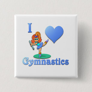 i love Gymnastics #1 2 Inch Square Button