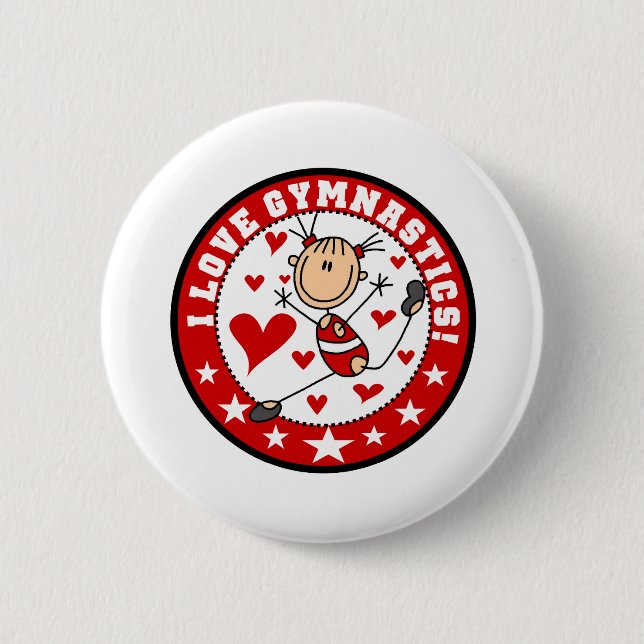 I Love Gymnastics 2 Inch Round Button (Front)
