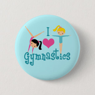 I Love Gymnastics 2 Inch Round Button