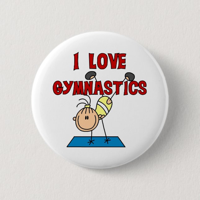 I Love Gymnastics 2 Inch Round Button (Front)