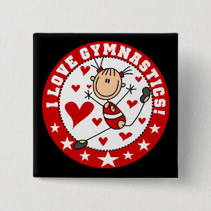 I Love Gymnastics 2 Inch Square Button