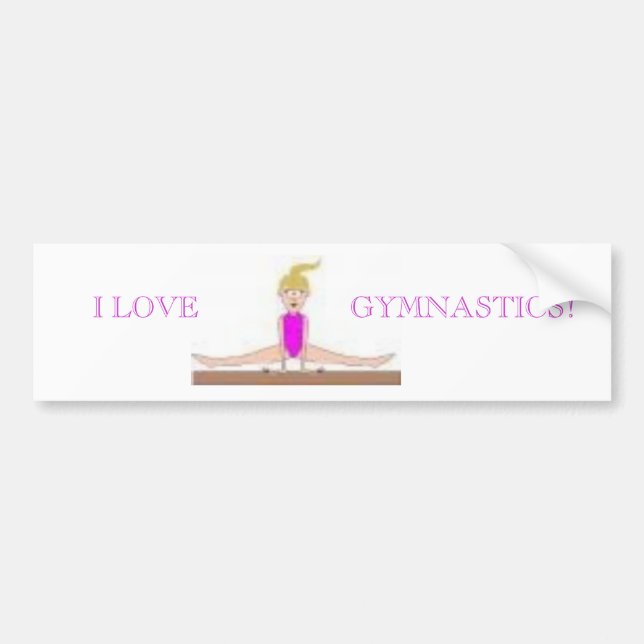 I LOVE GYMNASTICS BUMPER STICKER (Front)