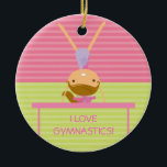 I LOVE GYMNASTICS Christmas Ornament<br><div class="desc">This super cute keepsake ornament is totally customizable by you. Change the template text or order as shown. If you need help or have something else in mind,  just click on the contact link to send the designer a personal detailed message.</div>