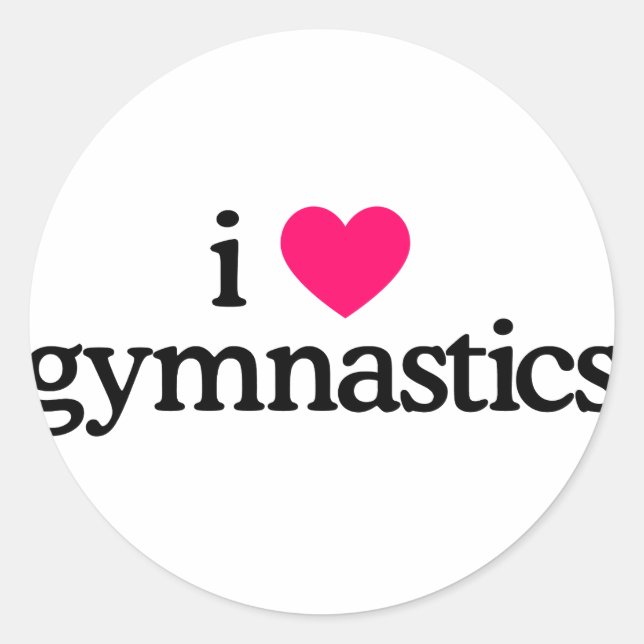 I Love Gymnastics Classic Round Sticker (Front)