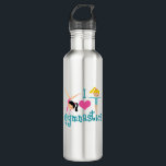 I Love Gymnastics Cute Gymnast 710 Ml Water Bottle<br><div class="desc">I Love Gymnastics. A pretty gymnastics girl gift with adorable teal text in between two tumbling girls and a beautiful pink heart. A cute gymnast present for a kids or women's gymnastic coach.</div>