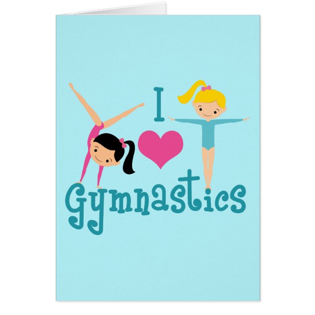 I Love Gymnastics Cute Gymnast Card (Front)