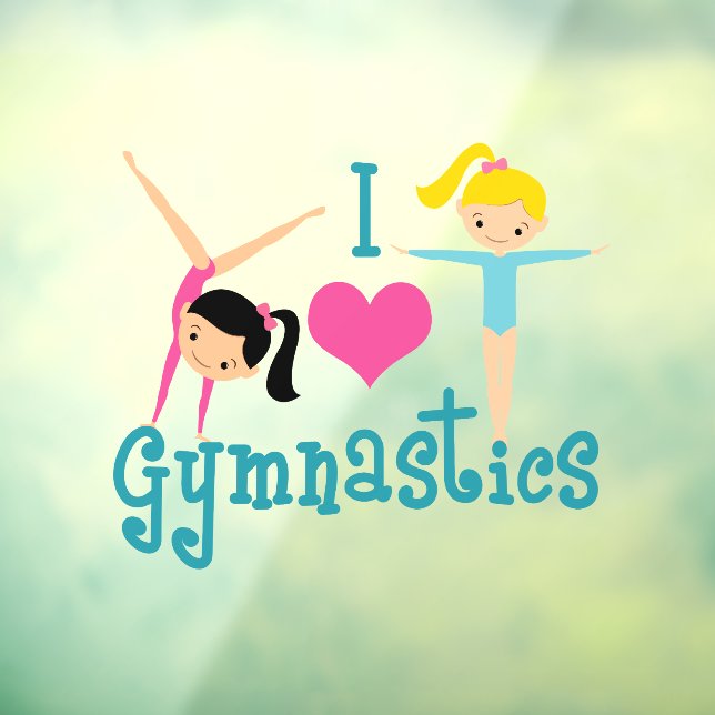 I Love Gymnastics Cute Gymnast Window Cling (Sheet 3)