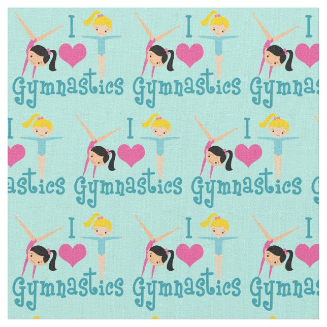 I Love Gymnastics Fabric (Close Up)