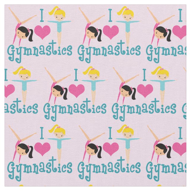 I Love Gymnastics Fabric (Close Up)