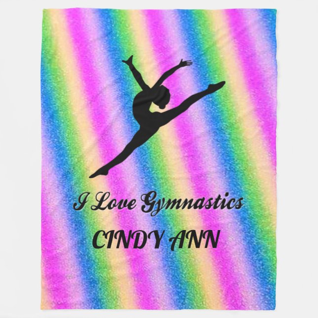 I LOVE GYMNASTICS FLEECE BLANKET! (Front)