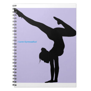I Love Gymnastics- Gymnast with Lilac Background Notebook