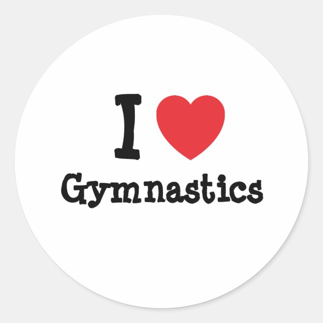 I love Gymnastics heart custom personalized Classic Round Sticker (Front)