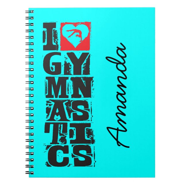 I Love Gymnastics Hunter Personalized Notebook (Front)