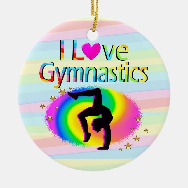 I LOVE GYMNASTICS RAINBOW ORNAMENT (Front)