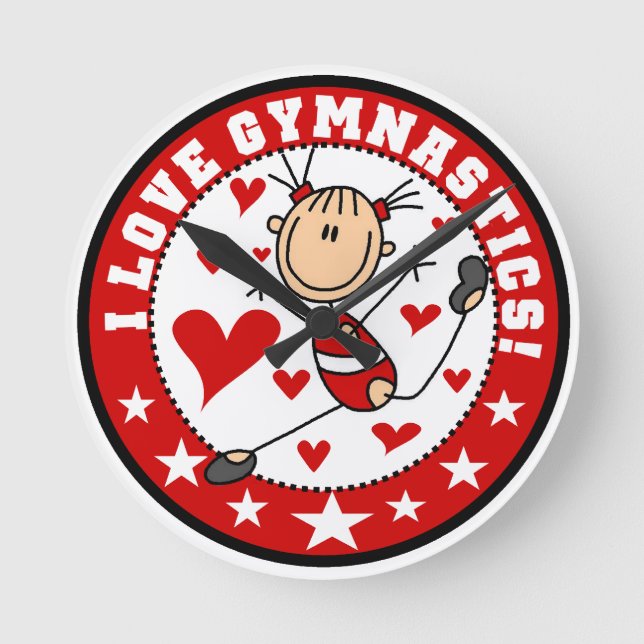 I Love Gymnastics Round Clock (Front)
