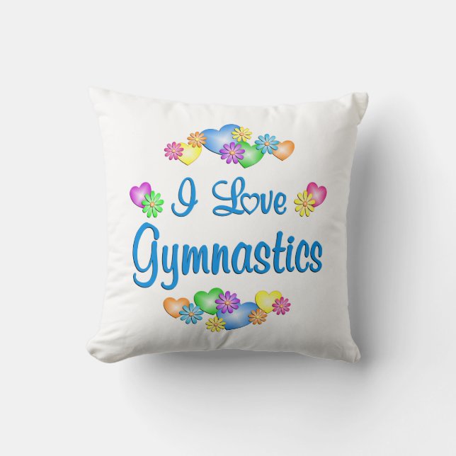 I Love Gymnastics Throw Pillow (Front)