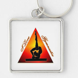 I Love Gymnastics triangle #7 Keychain