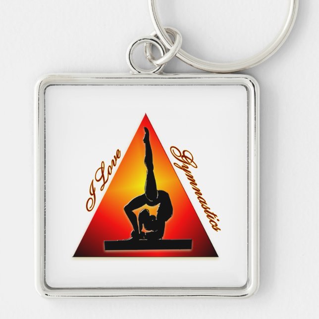 I Love Gymnastics triangle #7 Keychain (Front)