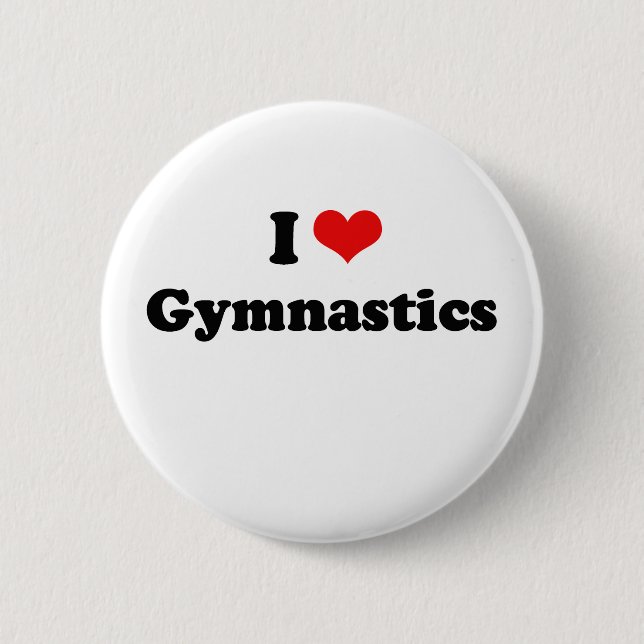 I Love Gymnastics Tshirt 2 Inch Round Button (Front)