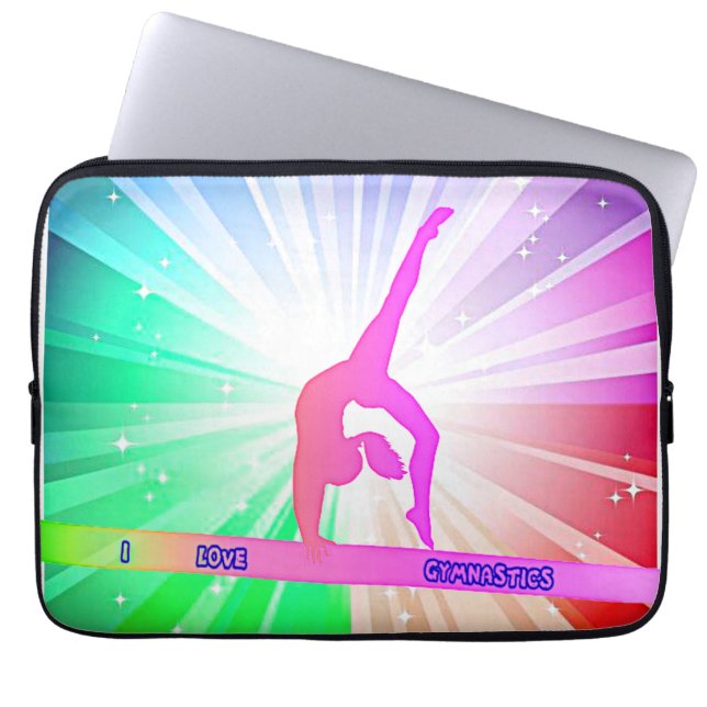 "I LOVE GYMNASTICS" with Gymnast on Beam   Laptop Sleeve (Front)