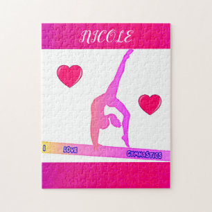 "I Love Gymnastique" puzzle avec les coeurs.