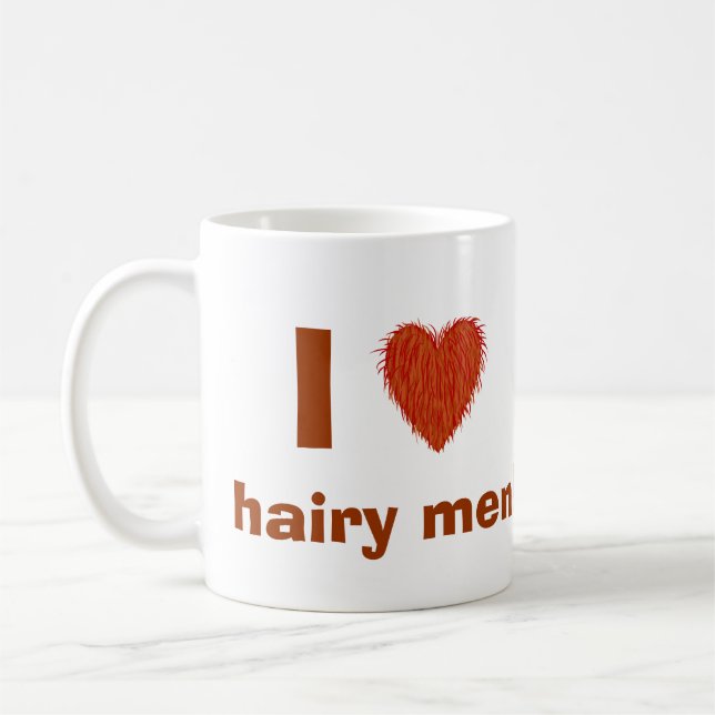 I Love (Hairy Heart) Hairy Men Funny Mug Template (Left)