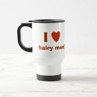 I Love (Hairy Heart) Hairy Men Funny Travel Mug