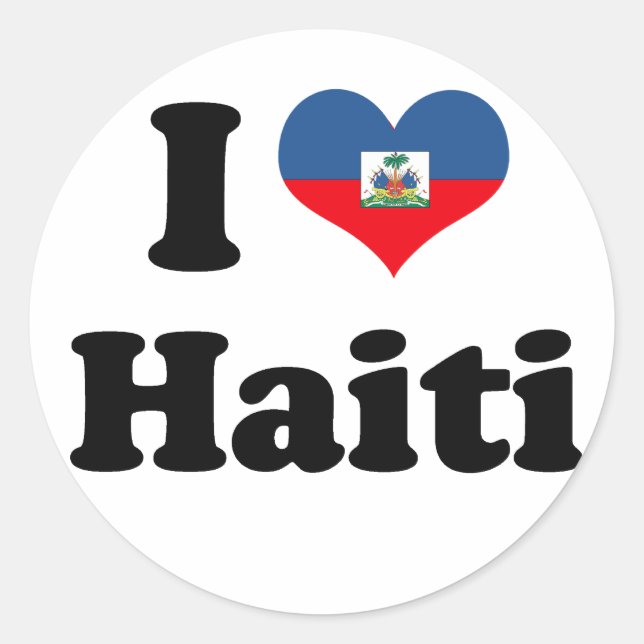 I LOVE HAITI 2 CLASSIC ROUND STICKER (Front)