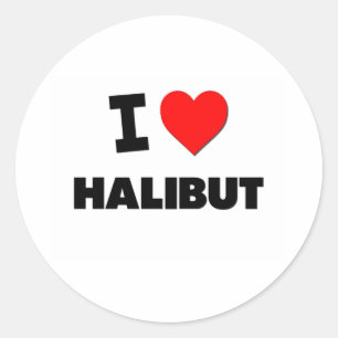 I Love Halibut Classic Round Sticker